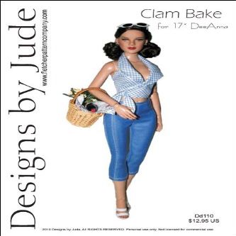 Clam Bake Printed Sewing Pattern for 17" Deeanna Denton