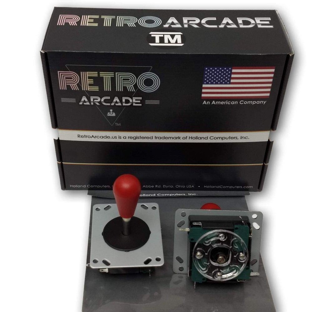 One Arcade Joystick Red Top, Switchable from 8-Way to 4-Way Operation
