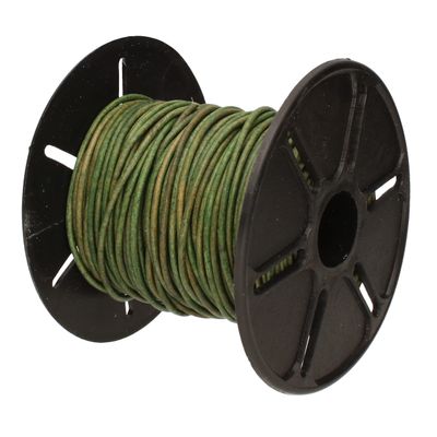 The Beadsmith Leather Cord Dyed Antique Dark Green 1.5mm Spool 25 Yards/22.86 Meters Indian Leather Thong Ideal for Braiding, Beading, Necklaces, Fine Lacing, Hair Accessories & DIY Jewelry Making