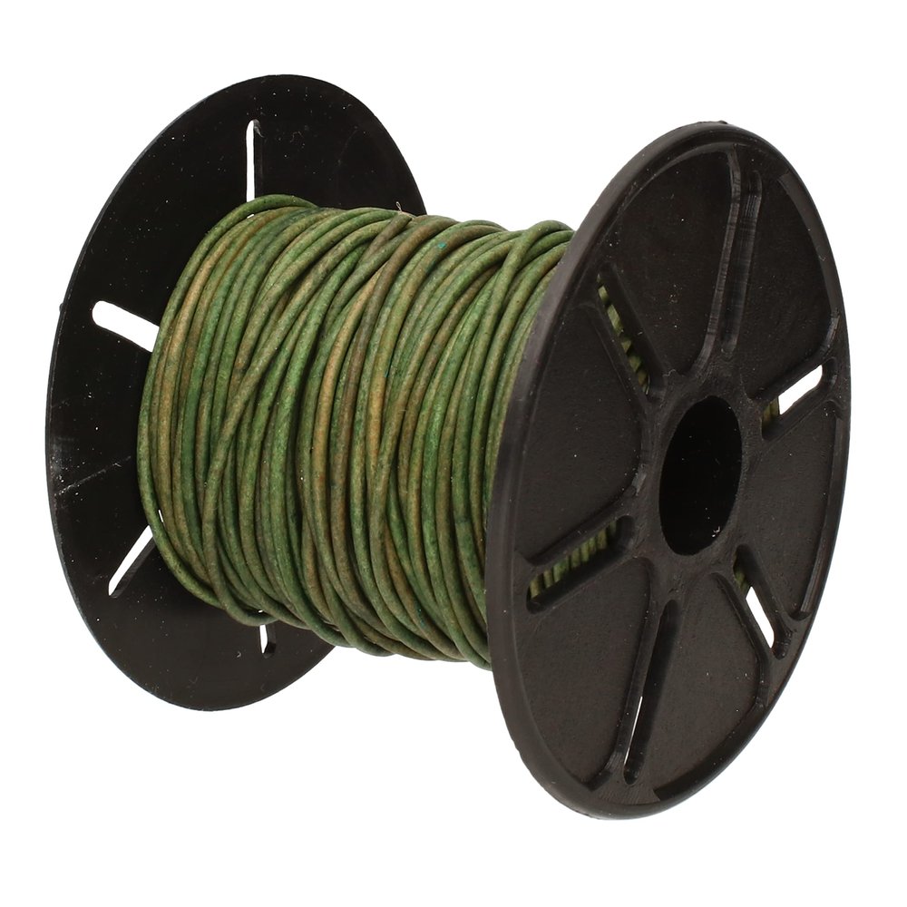 The Beadsmith Leather Cord Dyed Antique Dark Green 1.5mm Spool 25 Yards/22.86 Meters Indian Leather Thong Ideal for Braiding, Beading, Necklaces, Fine Lacing, Hair Accessories & DIY Jewelry Making