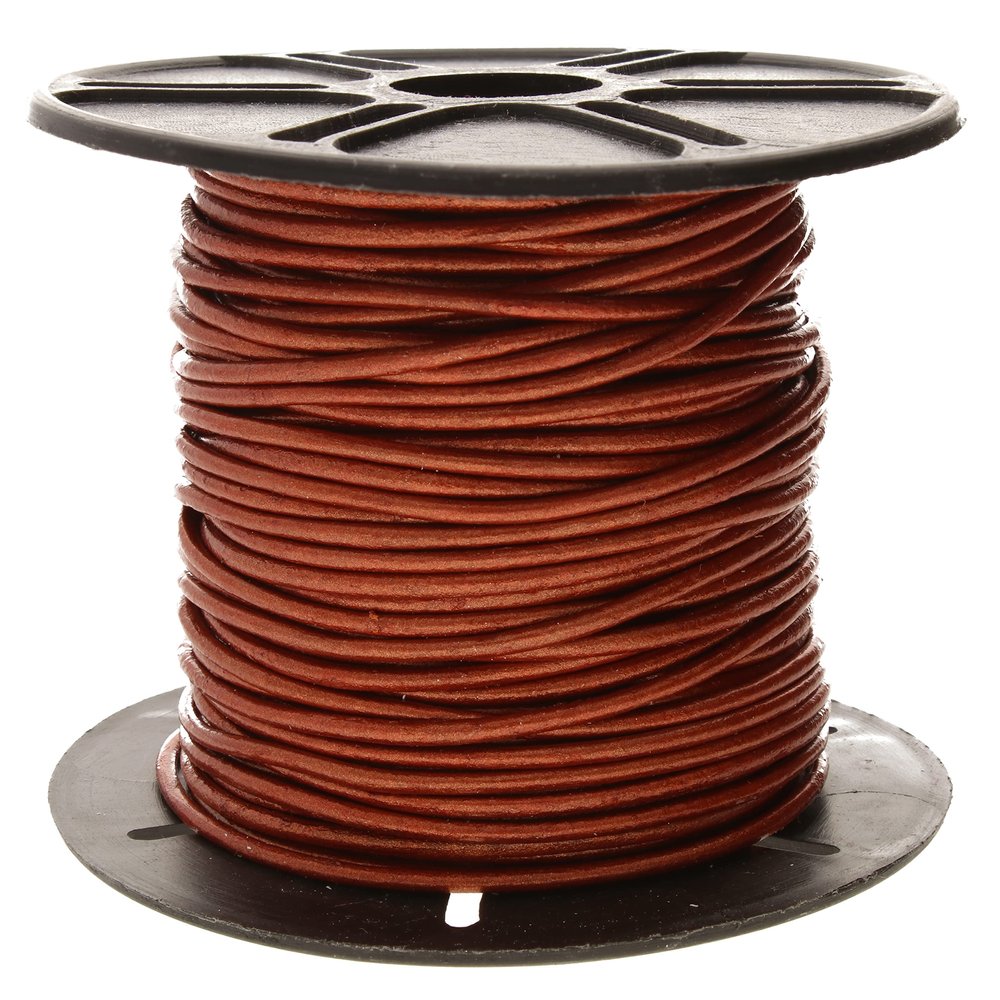 The Beadsmith Leather Cord Metallic Copper 1.5mm Spool 25 Yards/22.86 Meters Indian Leather Thong Ideal for Braiding, Beading, Necklaces, Fine Lacing, Hair Accessories & DIY Jewelry Making