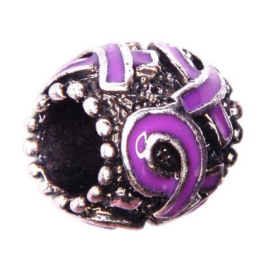 Bracelet Charm Purple Enamel Ribbon Remembrance Charm