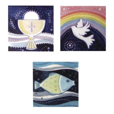 Rayher 31530000 Wax Designs, Christian Themes, Chalice, Dove, Fish, 3 Pack, 4 x 4 cm.