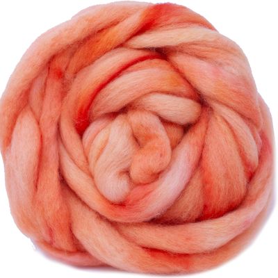 Wool Roving Hand Dyed. Super Soft BFL Combed Top Pre-Drafted for Easy Hand Spinning. Artisanal Craft Fiber Ideal for Felting, Weaving, Wall Hangings and Embellishments. 1 Ounce. Salmon