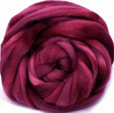 Wool Roving Hand Dyed. Super Soft BFL Combed Top Pre-Drafted for Easy Hand Spinning. Artisanal Craft Fiber ideal for Felting, Weaving, Wall Hangings and Embellishments. 1 Ounce. Wine Red