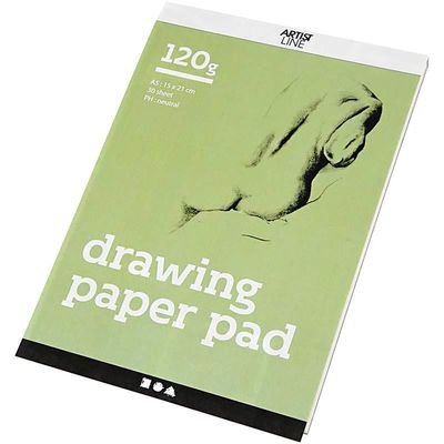 Drawing Paper Pad, A5 15x21 cm, 120 g, White, 30sheets