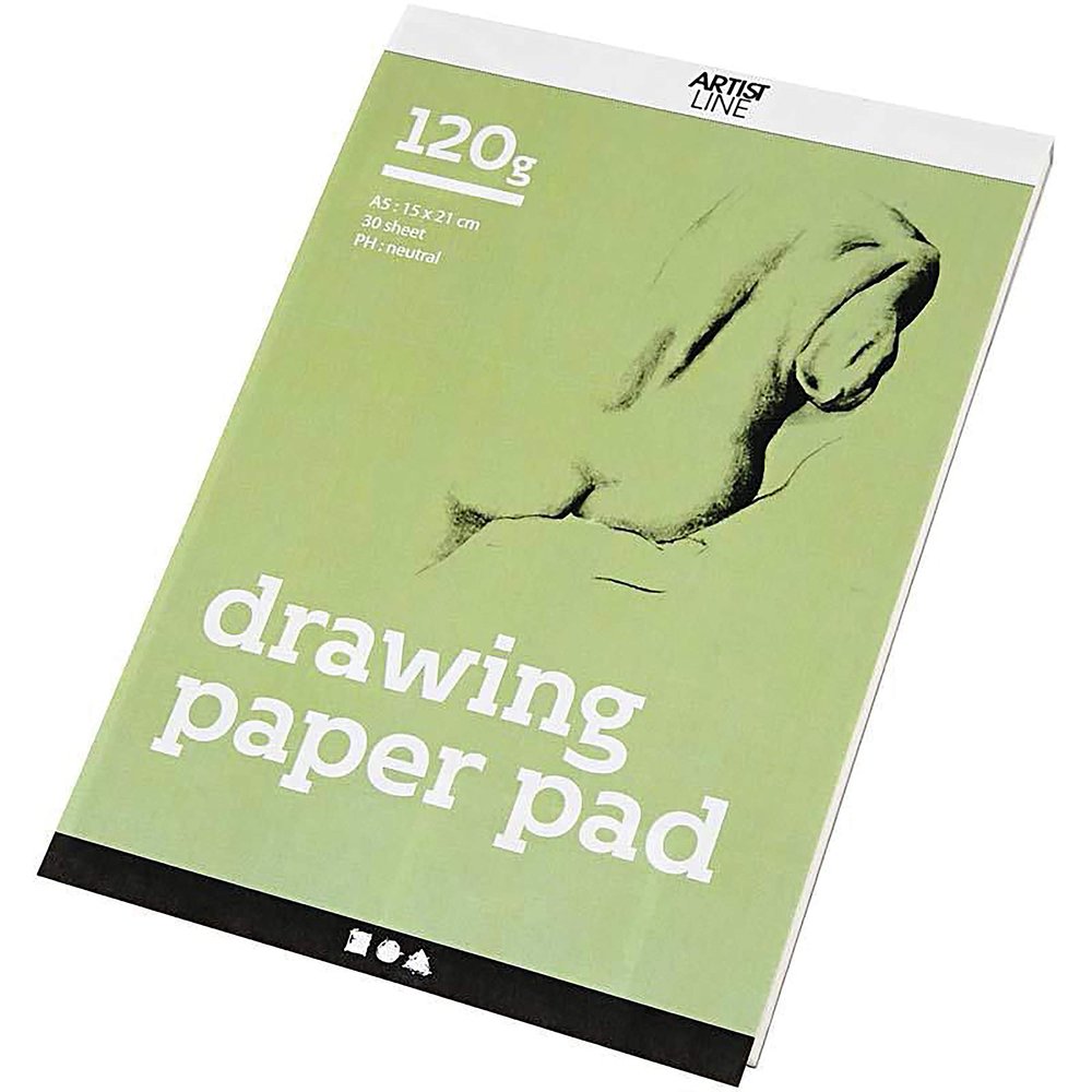 Drawing Paper Pad, A5 15x21 cm, 120 g, White, 30sheets