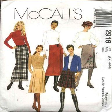McCall's Sewing Pattern 2916 Misses Size 4-6-8 Straight Pleated Long Short Wrap Skirt