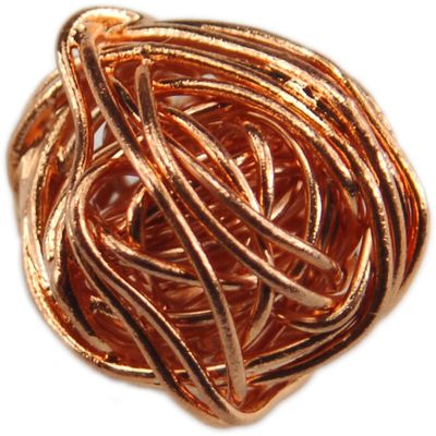 Bead, Tiny Handmade Bright Solid Copper Round Bead 12mm (2)