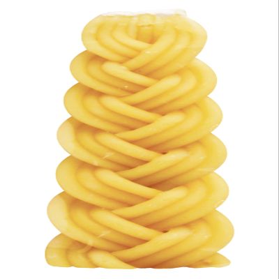 Ner Mitzvah Braided Beeswax Havdalah Candle - Wide Rounded Chevron Braid - 7" Hand Dipped Bees Wax Braided Candle - Shabbat Judaica Gift