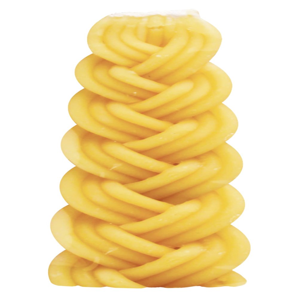 Ner Mitzvah Braided Beeswax Havdalah Candle - Wide Rounded Chevron Braid - 7" Hand Dipped Bees Wax Braided Candle - Shabbat Judaica Gift