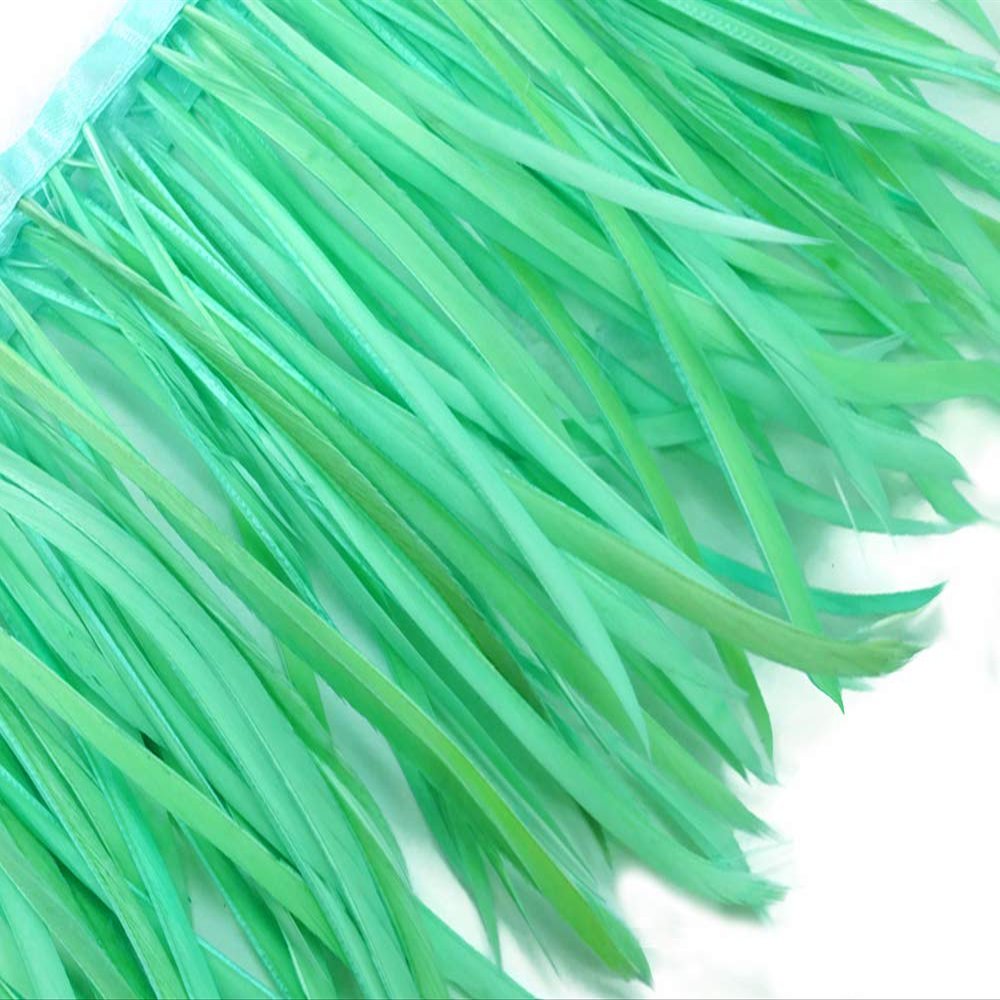 1 Yard - Aqua Green Goose Biots Stripped Wing Wholesale Feather Trim Halloween Craft Supply | Moonlight Feather