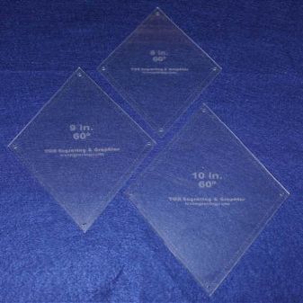 Diamond Quilt Templates 8 Inch, 9 Inch, 10 Inch Inch - Clear 1/8 Inch 60 Degree W/guideline Holes
