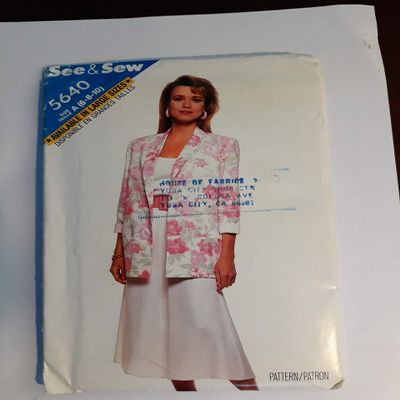 See & Sew 5640 Sewing Pattern for Easy Pullon Flared Skirt, Tank Top, Shawl Collar Unlined Long Jacket in Misses
