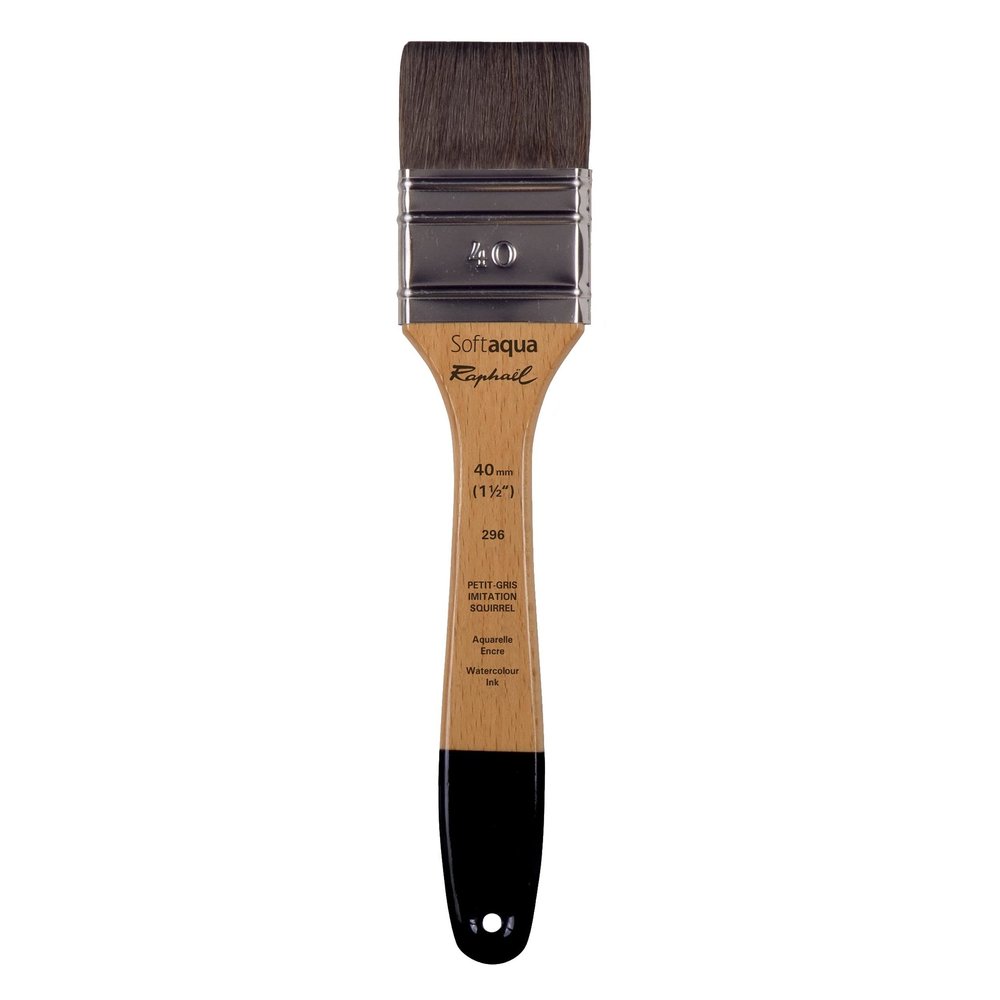 Raphael SoftAqua 296 Synthetic Squirrel Watercolor Brush, Flat, 40, Natural