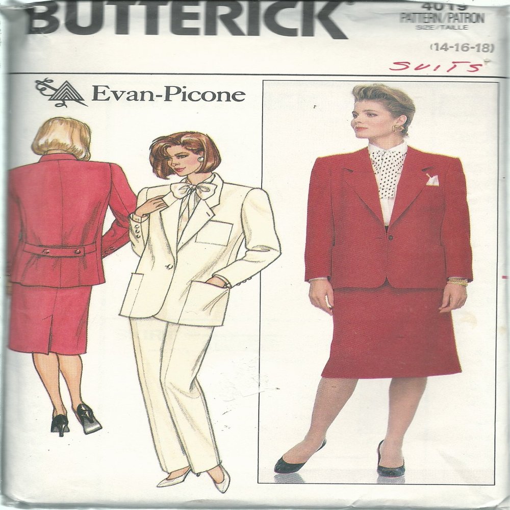 Butterick 4019 Sewintg Pattern Misses Evan-Picone Suits Size 14-18