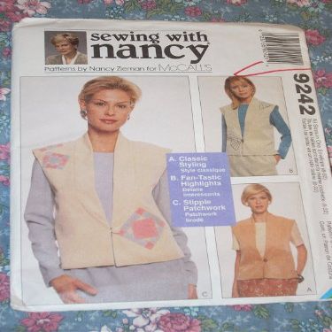 Sewing with Nancy Unlined Vest McCall's Sewing Pattern 9242
