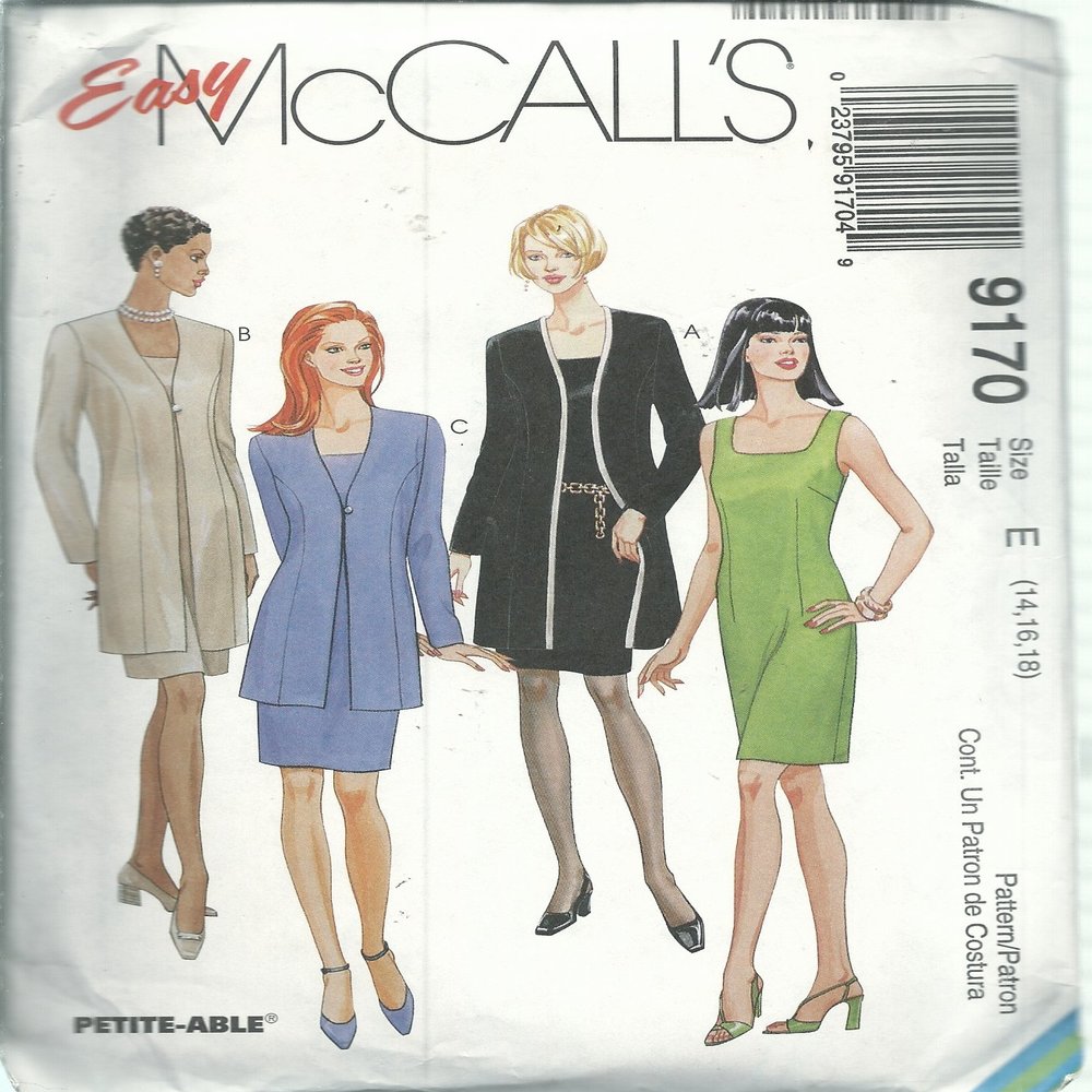 McCall's 9170E Sewing Pattern Misses Dress and Jacket Size 14-18