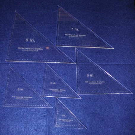 Right Triangle Templates. 3 Inch, 4 Inch, 5 Inch, 6 Inch, 7 Inch, 8 Inch - Clear 1/4 Inch