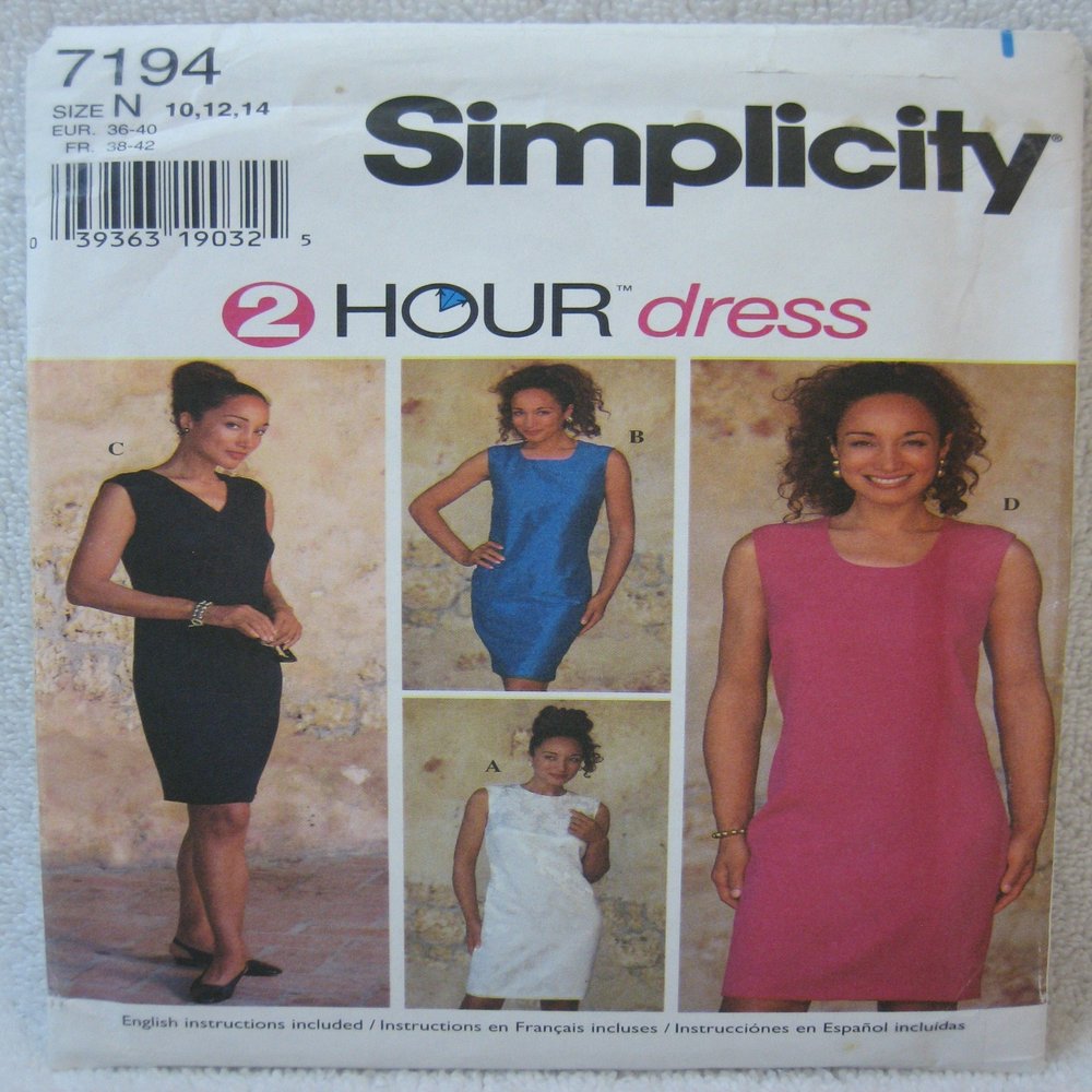 Simplicity Pattern 7194 - Misses/Miss Petite Dress (Size N 10 12 14)