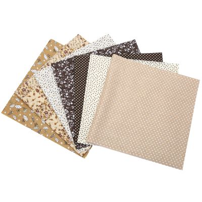 7 pcs 20" x 20" Cotton Fabric DIY Making Supplies Quilting Patchwork Fabric Fat Quarter Bundles DIY for Quilting Cotton Patchwork Cushions (Brown, 20" x 20")