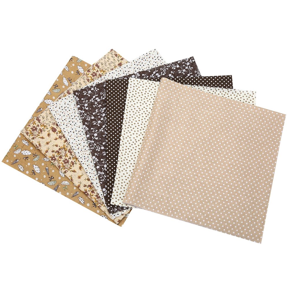 7 pcs 20" x 20" Cotton Fabric DIY Making Supplies Quilting Patchwork Fabric Fat Quarter Bundles DIY for Quilting Cotton Patchwork Cushions (Brown, 20" x 20")
