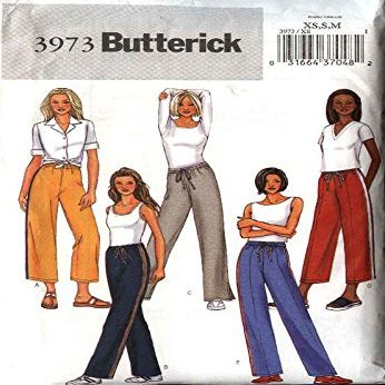 Butterick Sewing Pattern 3973 Misses Size 16-22 Easy Pull-on Workout Exercise Long Cropped Pants