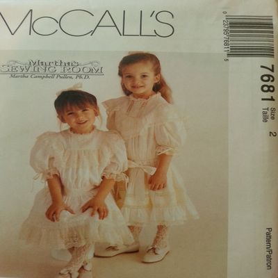 McCall's 7681 Girl's Victorian Style Dress & Slip by Martha's Sewing Room Size 2