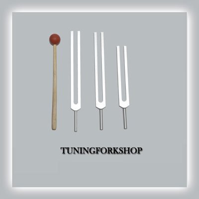 TFS Tuningforkshop 3 Pc Missing Sacred Solfeggio Tuning Fork for Healing with Mallet+Pouch