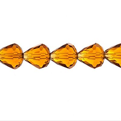 Crystal Bead, Center-drilled Faceted briolette, Topaz, 12x18mm