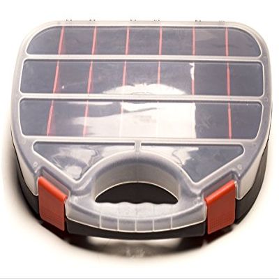 21+1 Adjustable compartments Secure lid Ergo Handle Storage case Clear Plastic 10.2x13inch
