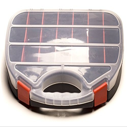 21+1 Adjustable compartments Secure lid Ergo Handle Storage case Clear Plastic 10.2x13inch