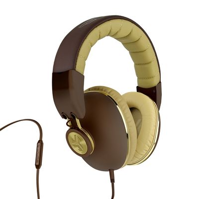 JLab Audio Bombora Over-Ear Headphones with Universal Mic, Matte Brown/Gold