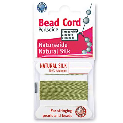 Griffin Silk Bead Cord Perlseide Jade Color Size 4 (0.60mm) 2 Meters per Card Stainless Steel Needle Attached for Knotting Pearls, Gemstones, Crystals and Beads