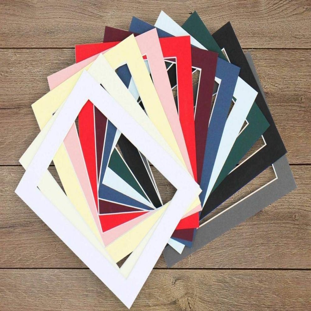 Frame Company Pack of 10 Passe-partouts 16x12 for Image Size 14x10 Blanco V-Groove