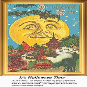 It's Halloween Time, Vintage Counted Cross Stitch Pattern (Pattern Only, You Provide the Floss and Fabric)