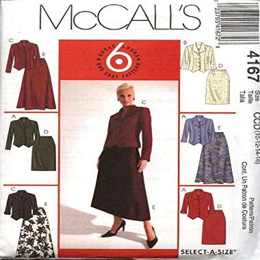 McCall's Sewing Pattern 4167 Misses Size 8-14 Easy Button Front Jackets Straight Flared Skirts Suits