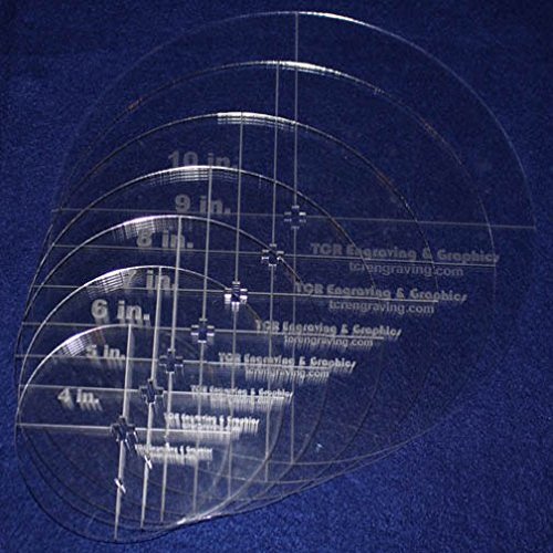 Circle Template 7 Pc Set W/Crosses and Guideline Hole. 4 Inch,5 Inch,6 Inch,7 Inch,8 Inch,9 Inch,10 Inch - 1/8 Inch