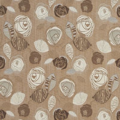 A375 Brown and Ivory Leaves and Roses Tweed Textured Metallic Upholstery Fabric by The Yard- Closeout