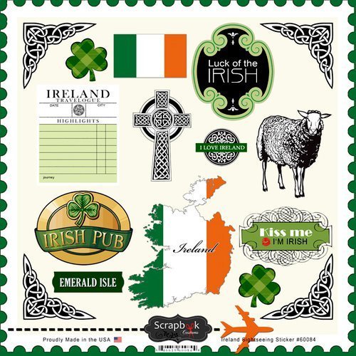 Scrapbook Customs 60084 Ireland Sightseeing Stickers 12 Inch x 12 Inch