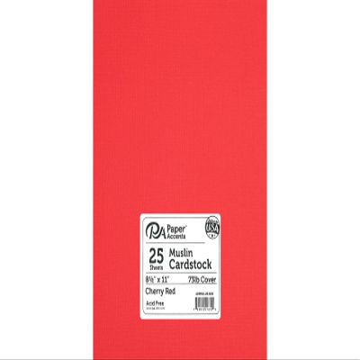 PA Paper Accents Textured Cardstock 8.5" x 11" Cherry Red, 73lb colored cardstock paper for card making, scrapbooking, printing, quilling and crafts, 25 piece pack