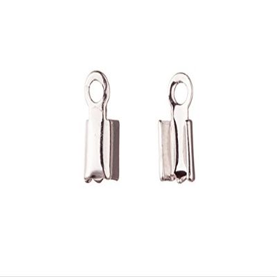 Fold-Over Cord End Platinum-Finished Brass fits 2mm Cord Sold per Pack of 80
