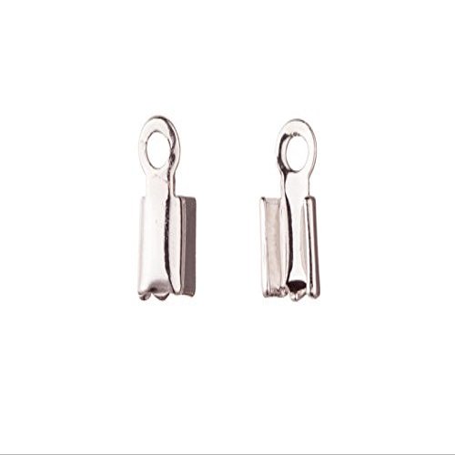 Fold-Over Cord End Platinum-Finished Brass fits 2mm Cord Sold per Pack of 80