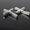 RUBYCA 30pcs Cross Sideway Metal Connector Bead DIY Shamballa Bracelet Silver Color White Clear Crystal Inlay view 2