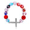 RUBYCA 30pcs Cross Sideway Metal Connector Bead DIY Shamballa Bracelet Silver Color White Clear Crystal Inlay view 4