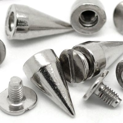 RUBYCA 100 Sets 13MM Silver Color Bullet Cone Spike and Stud Metal Screw Back for DIY Leather-Craft