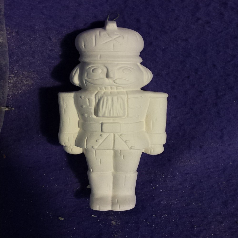 Creative Kreations Ceramics Nutcracker Ornament 3, White, Ready to Paint, Ceramic Bisque, Novelty Figurine