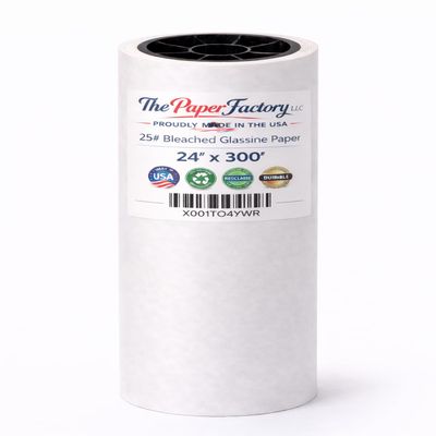 Glassine Paper 24" x 300' Premium Acid-Free Neutral pH. Archival Safe, Translucent, Grease-and Moisture-Resistant. Protect Artwork, Photos, documents, and Safe Food Wrapping. The Paper Factory LLC