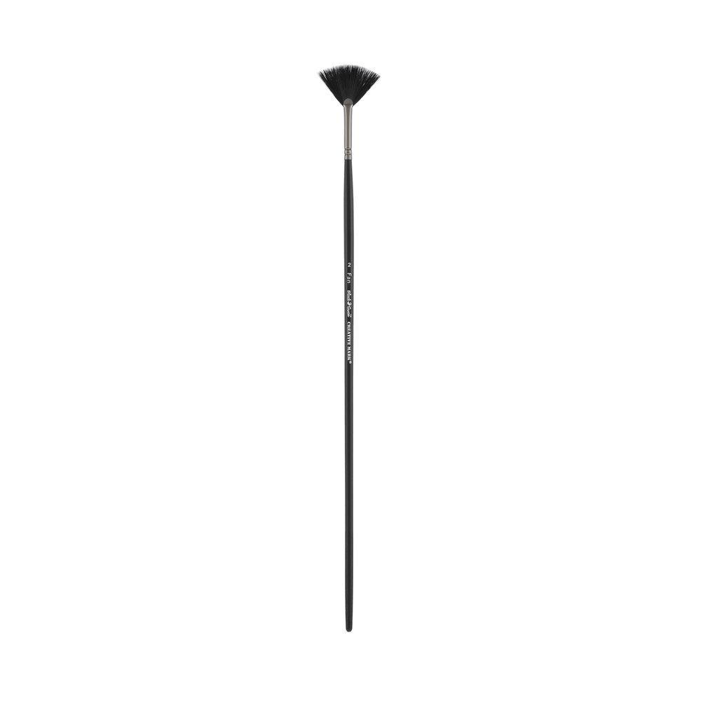 Black Swan Synthetic Red Sable Fan Paint Brushes - Fan Size # 2 - Professional Quality Long Handle Paint Brushes for Oil, Heavy Body Media and Acrylic - Artists of All Levels