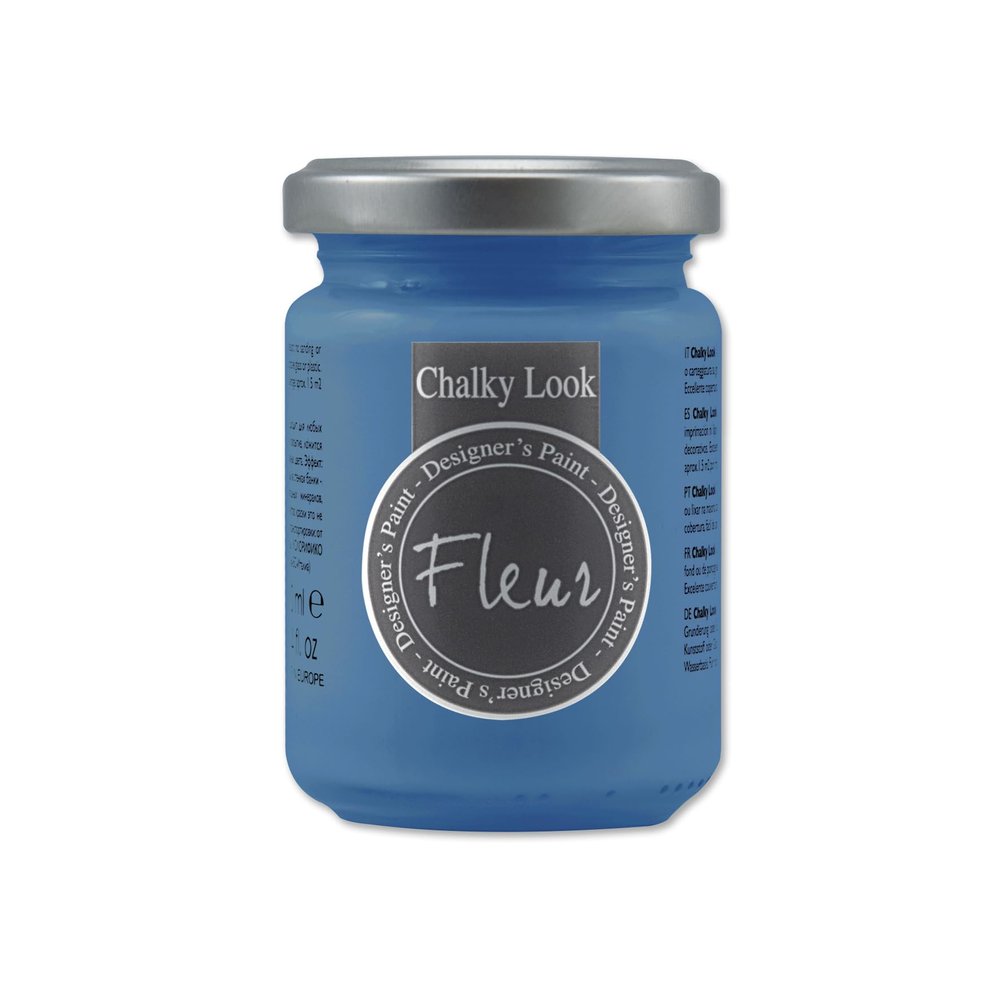 Fleur Chalky Look Paint - Primary Cyan, 4.4 oz jar